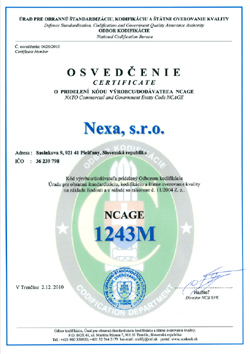 Osvede`enie NCAGE 1243M